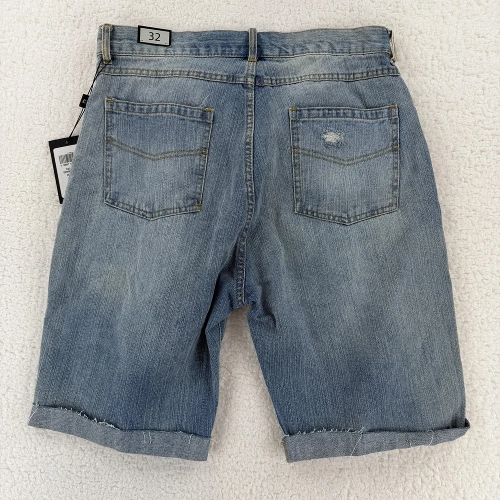 CSG Denim Shorts Mens 32 Blue Distressed Cuffed Jean Cutoff‎ Cotton Casual